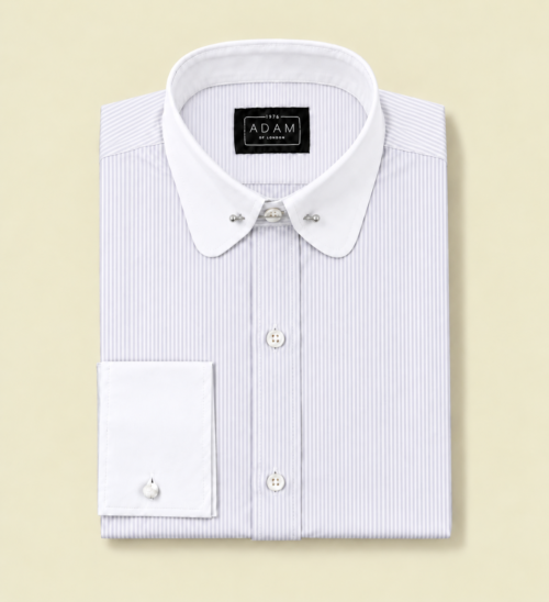 The Light Grey Stripe Penny Pin Through Contrast Collar Shirt