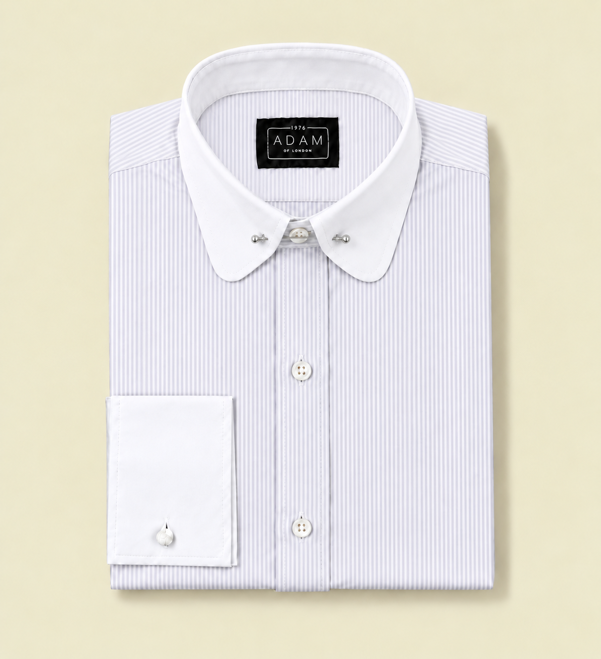 The Light Grey Stripe Penny Pin Through Contrast Collar Shirt