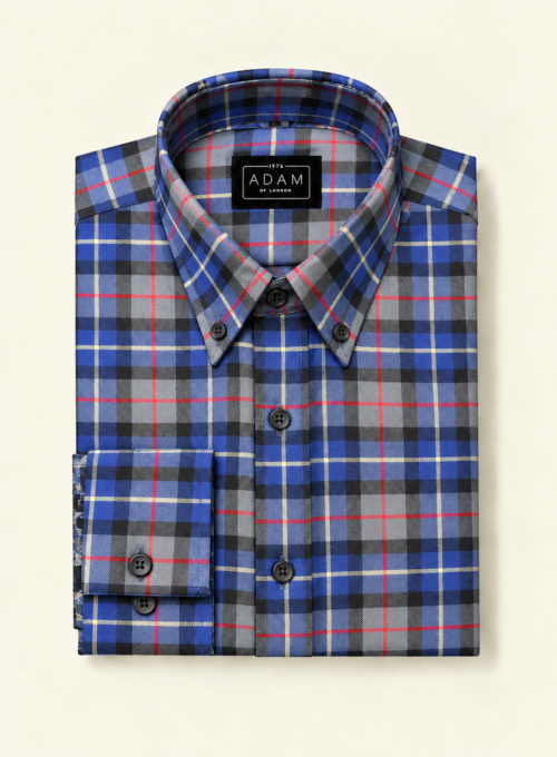 The Blue, White & Grey Check Button Down Collar