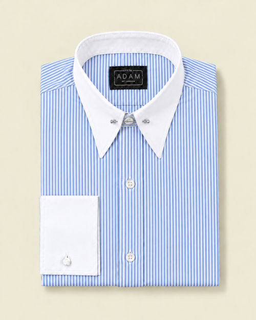 The Blue Stripe Pin Through Contrast Collar Shirt