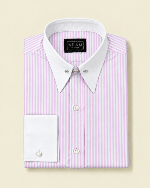 The Pink Stripe Spear Pin Through Contrast Collar