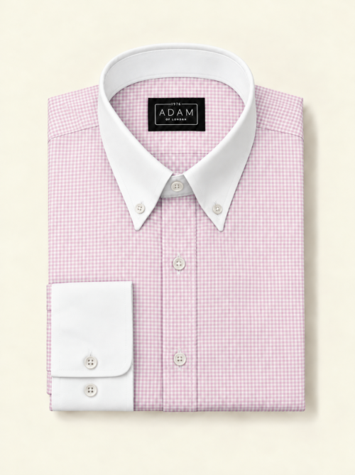 The Pink Fine Gingham Contrast Button Down Collar Shirt