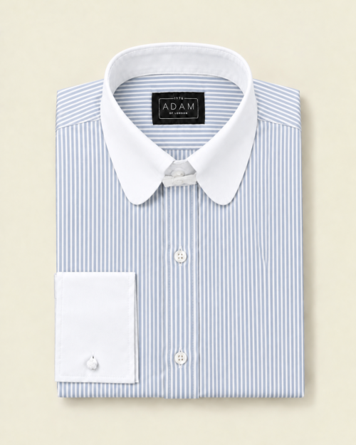 The Grey & Blue Stripe Tab Contrast Collar Shirt