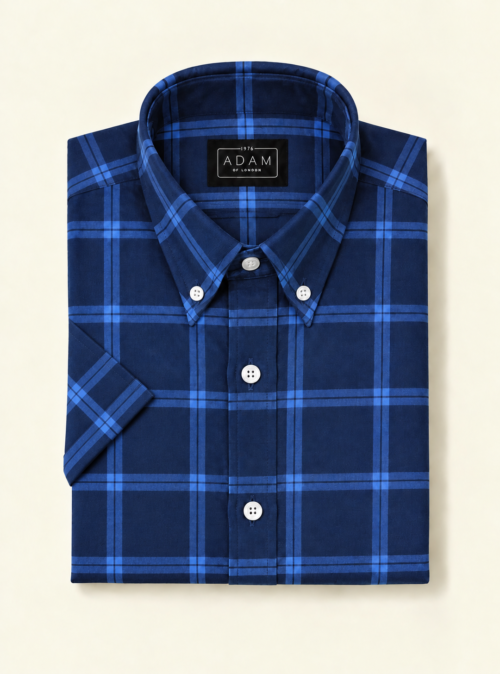 The Navy Blue & Sky Check Short Sleeve Shirt